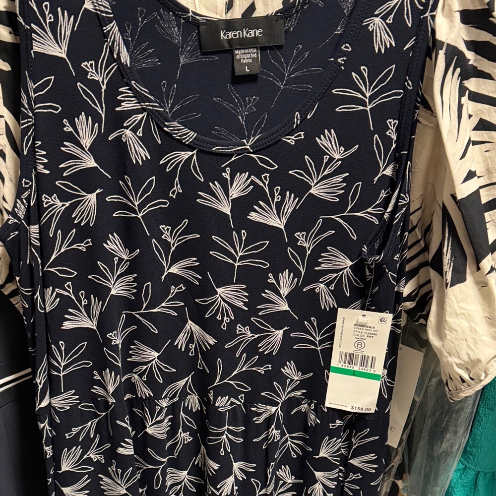 Karen Kane Navy and White Floral Dress